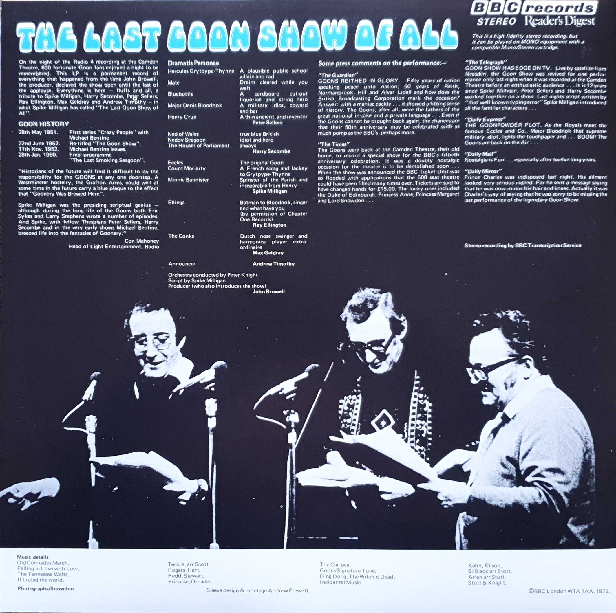 Picture of RD4-358-2 The last Goon Show of all by artist Spike Milligan from the BBC records and Tapes library